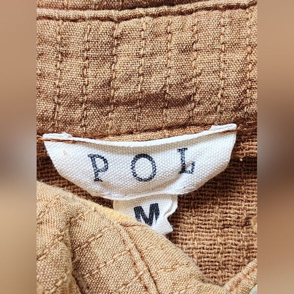 POL Golden yellow cotton mini dress, button down, frayed hem, oversized, M - Picture 5 of 7